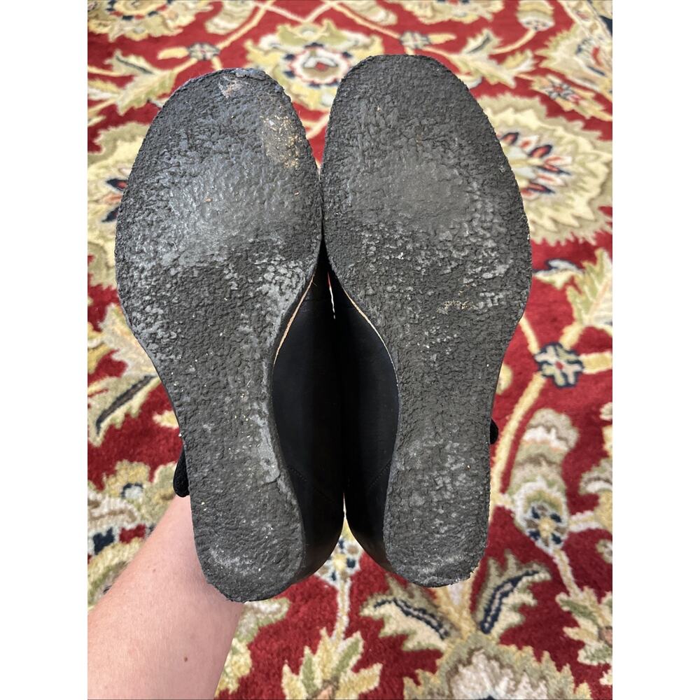 Earth Shoes Womens 7 D Wide Boden Mary Jane Wedge Heel Black Leather Gum Sole - Picture 10 of 11